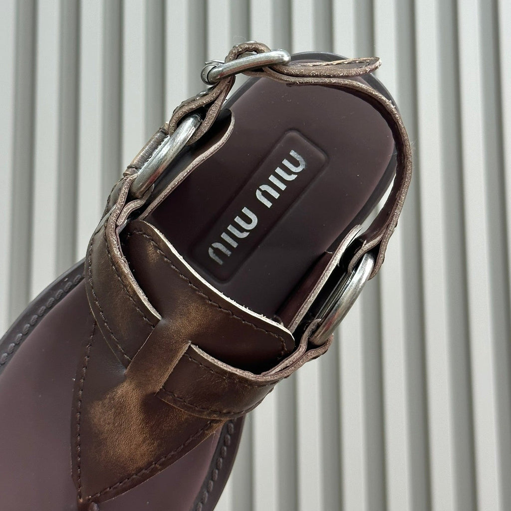 Sandals Chocolate Color Retro Sheepskin