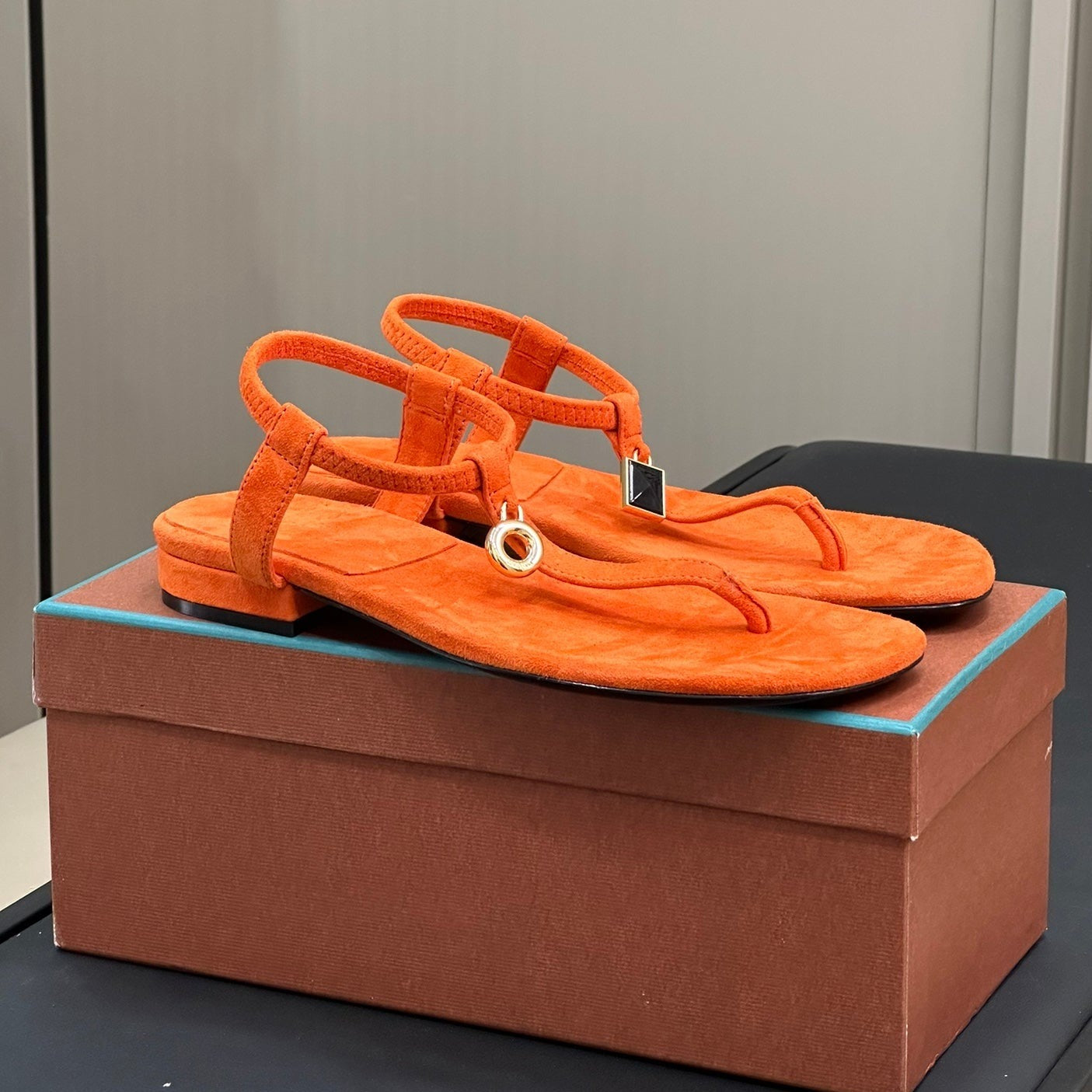 Loro Piana Kyoto Orange Mindil Sandal In Leather