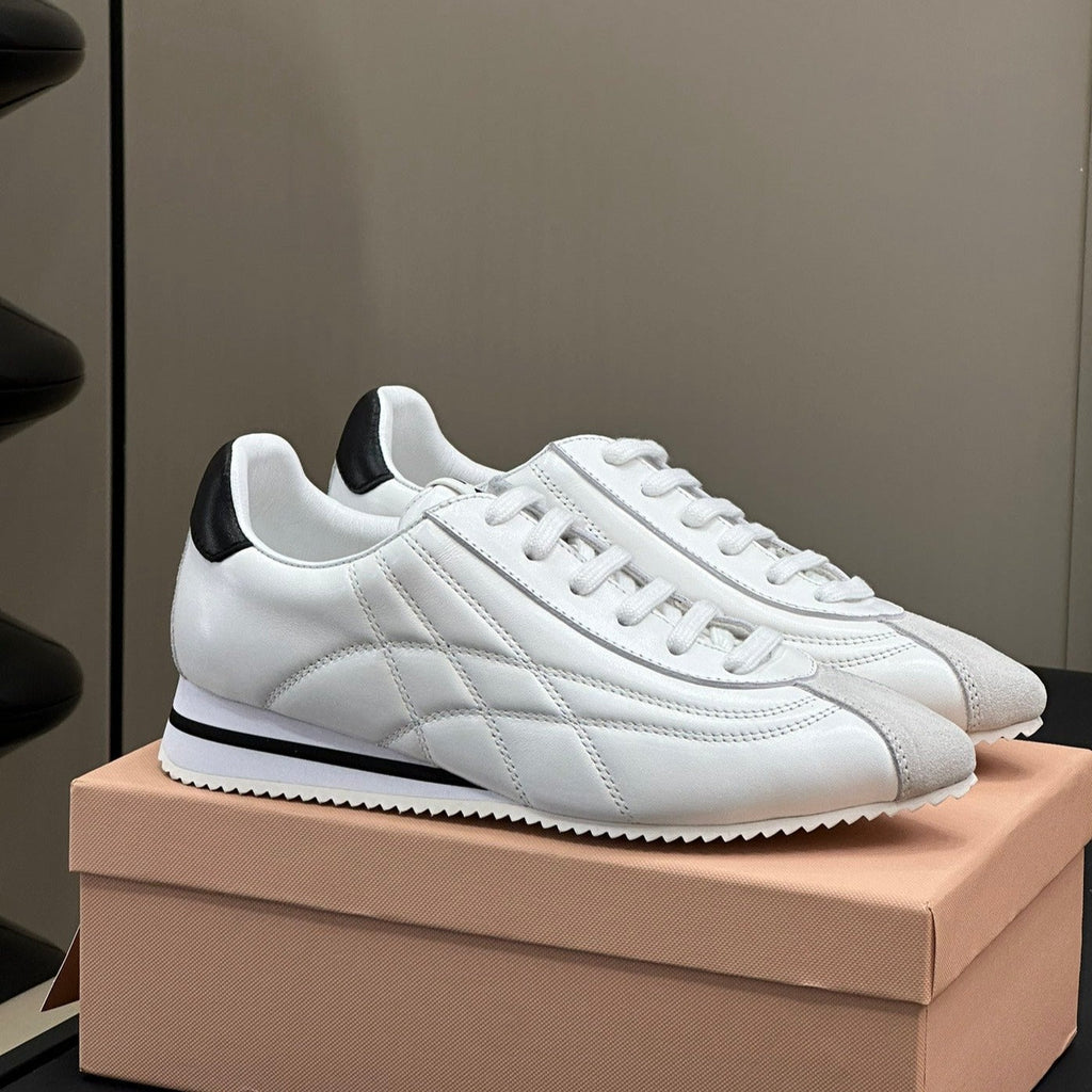 POINTED SPORTS SHOES WHITE LAMBSKIN