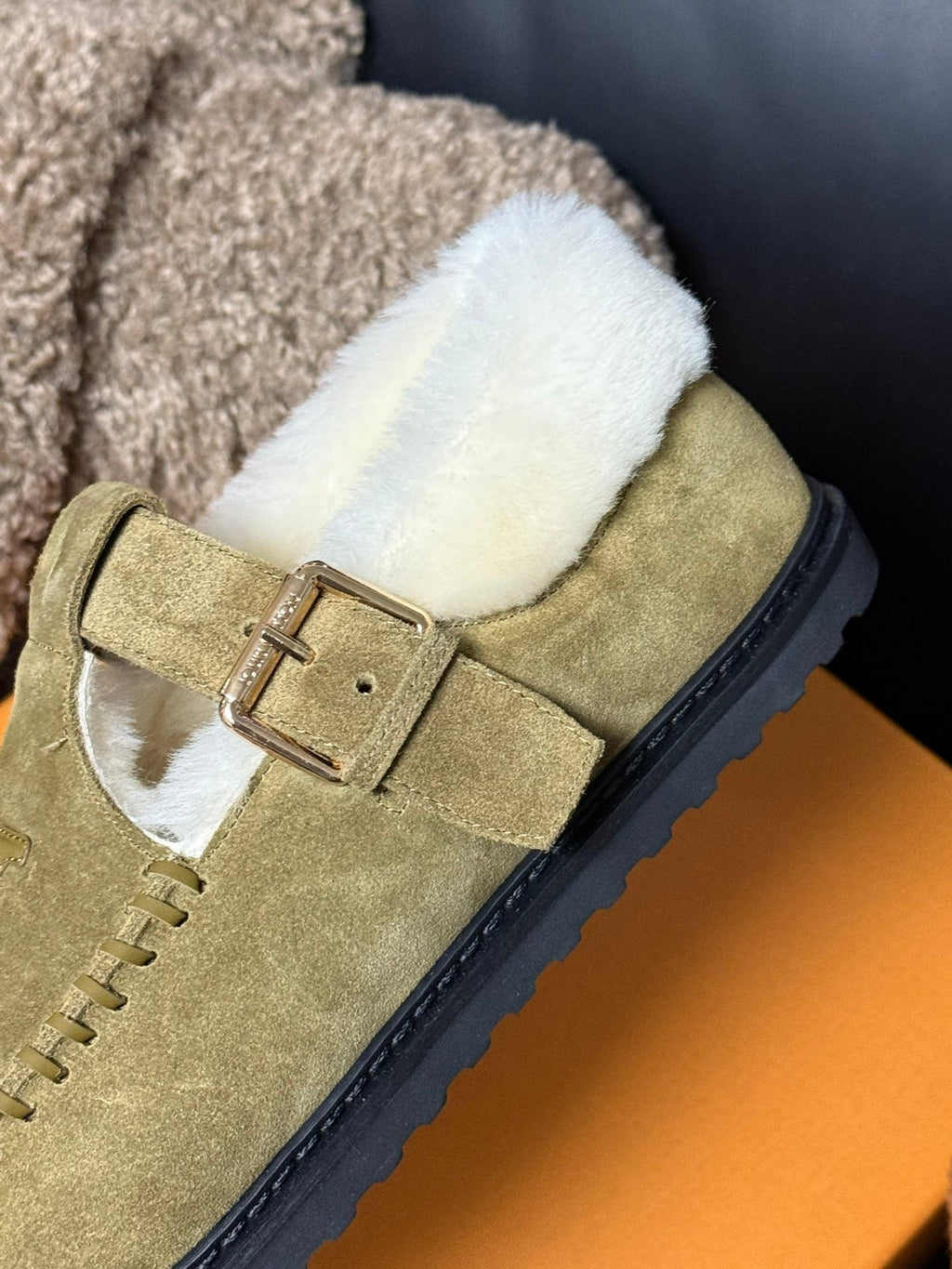COLORADO COMFORT MARY JANE IN SAND BEIGE SUEDE AND SHEARLING LINING
