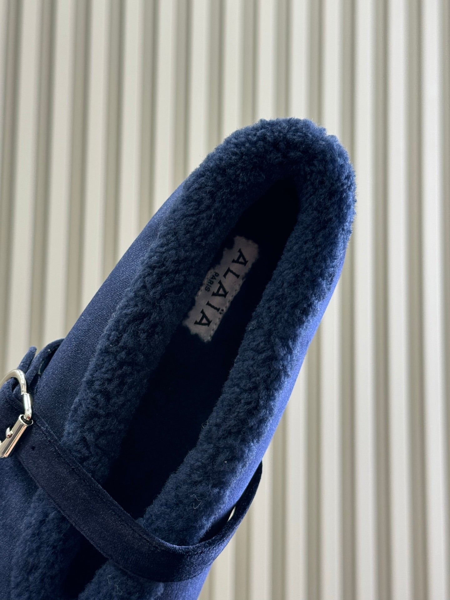 ALAIA 25S BALLET FLATS IN DARK BLUE VELVET