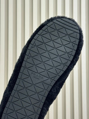 PRADA 25S CLOGS IN BLACK SHEARLING