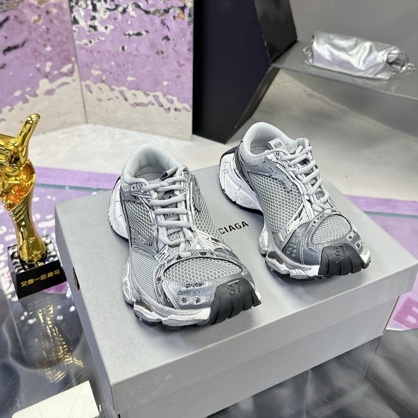 STAPLER SNEAKER IN GRAY POLYURETHANE AND POLYESTER