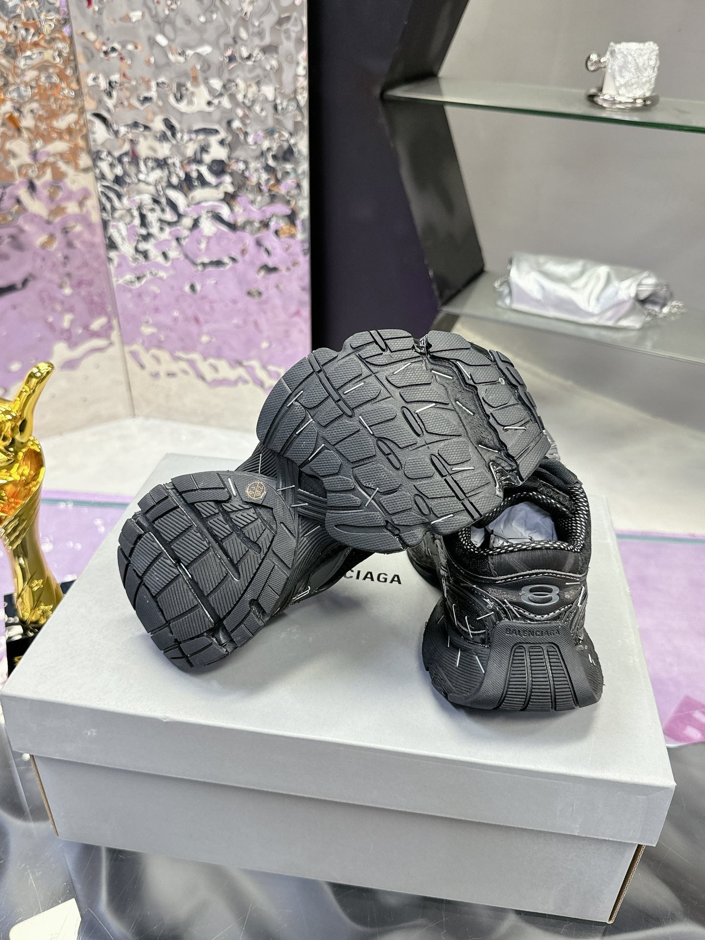 STAPLER SNEAKER IN BLACK MIX GRAY POLYURETHANE AND MESH