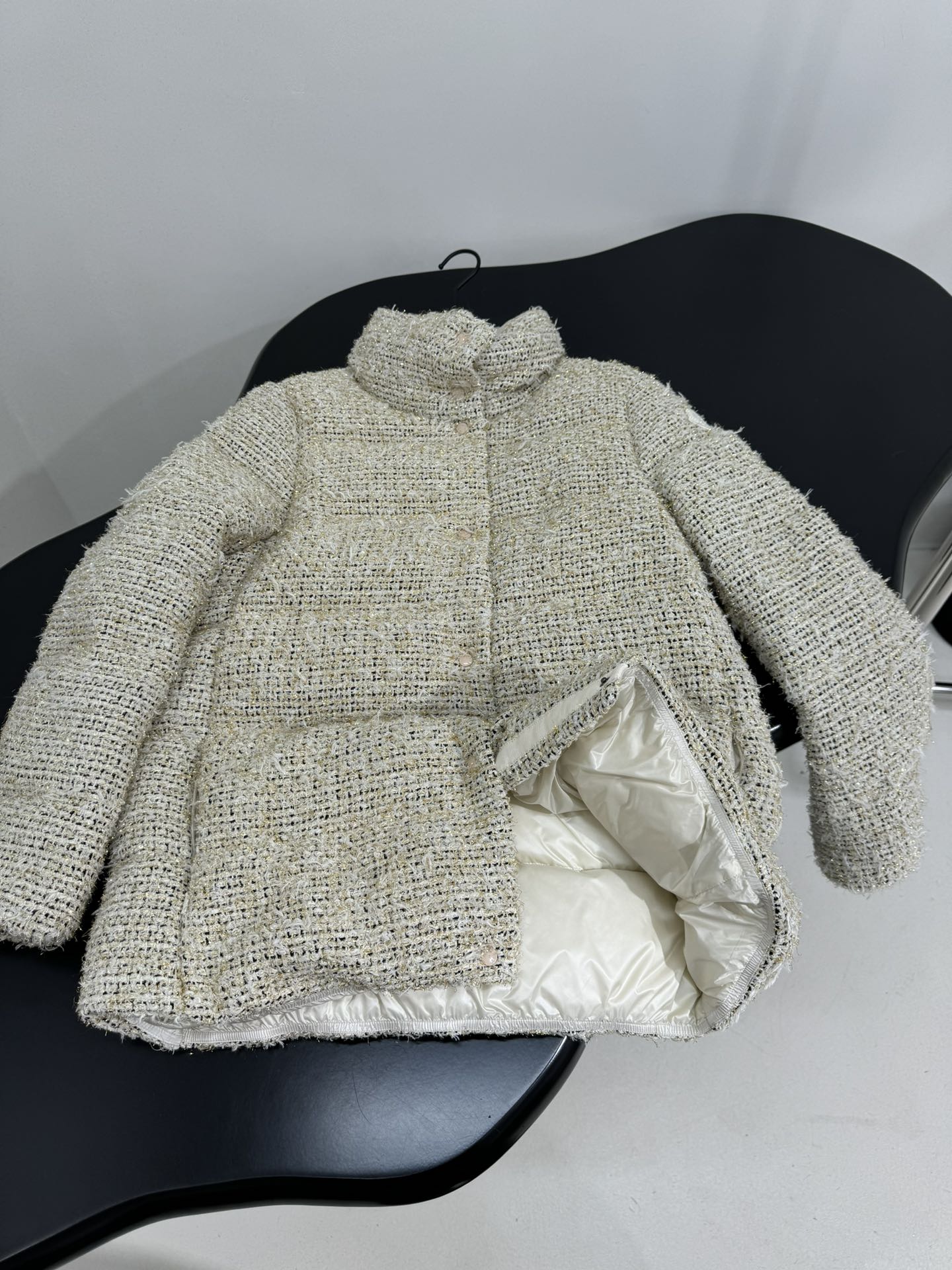 MONCLER 25S COCHELLE TWEED MID-LENGTH DOWN JACKET 202