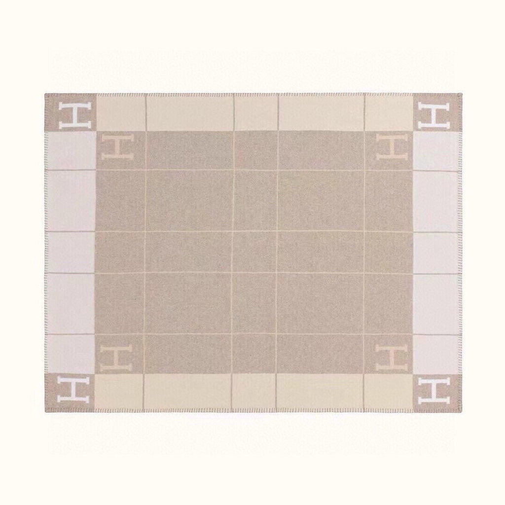 AVALON III THROW BLANKET 175 CM IN KHAKI BROWN WOOL AND CASHMERE 351745