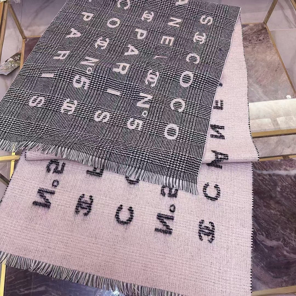 SCARF 194 CM IN LIGHT PINK MIX BLACK CASHMERE 390060