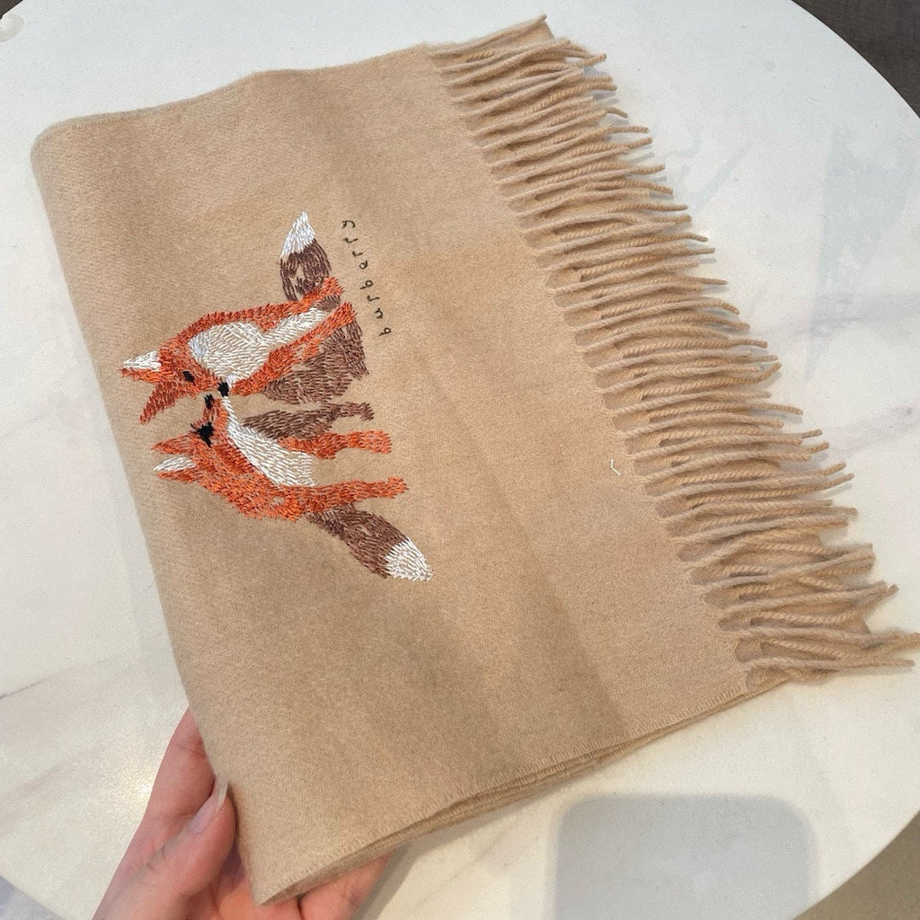 BOX WOOL CASHMERE SCARF 180 CM TAN BEIGE 394451