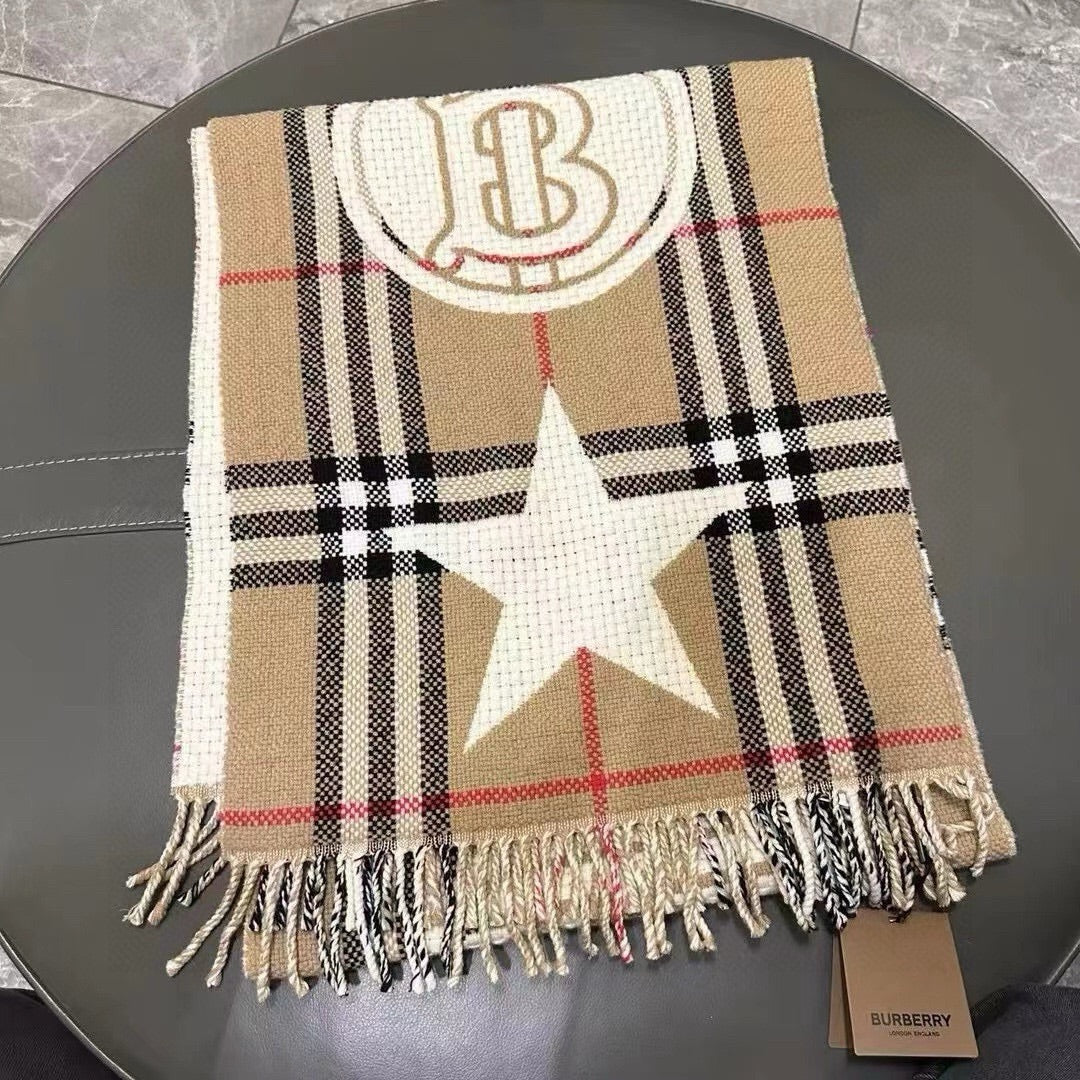 SCARF 205 CM IN CAMEL BEIGE MIX WHITE WOOL AND CASHMERE 408559