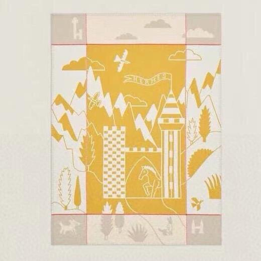 AVALON EPOPEE BLANKET 140 CM IN HONEY YELLOW WOOL AND CASHMERE 415189