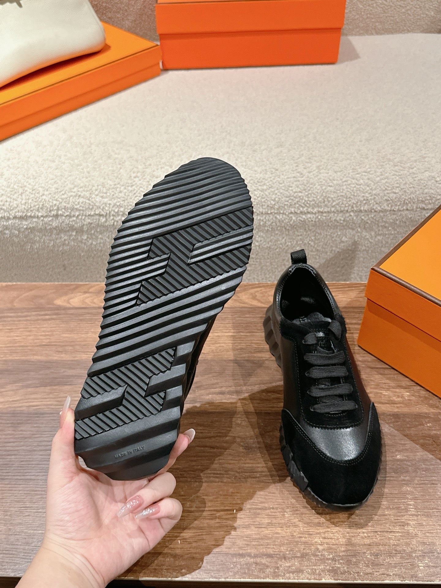 MAINLAND SNEAKER IN FULL BLACK SUEDE AND CALFSKIN