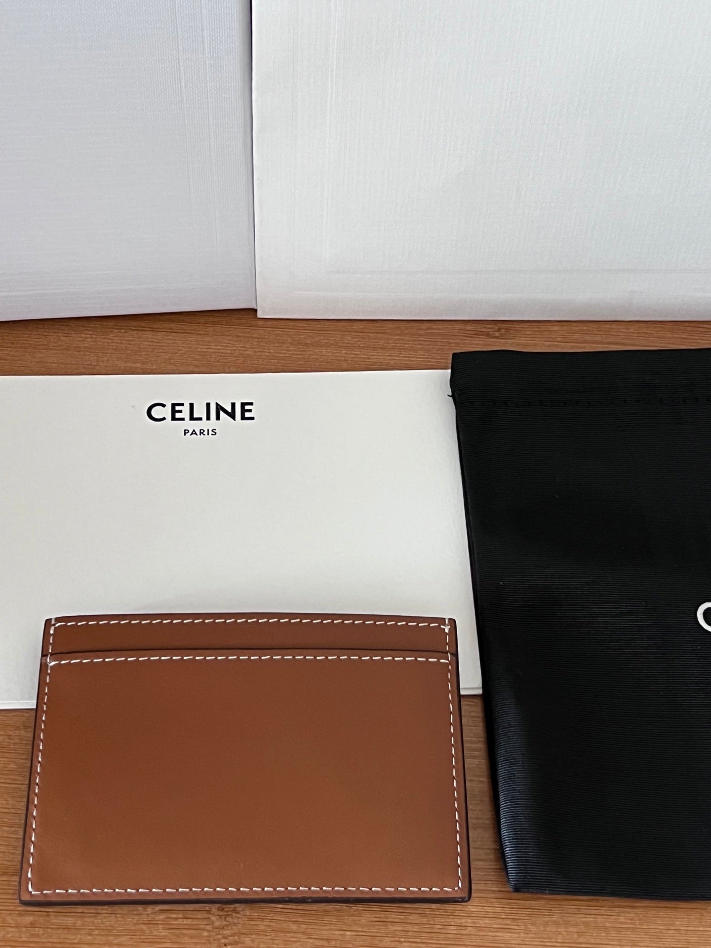 CELINE 25S CARD HOLDER CUIR TRIOMPHE 11 IN BROWN SHINY CALFSKIN