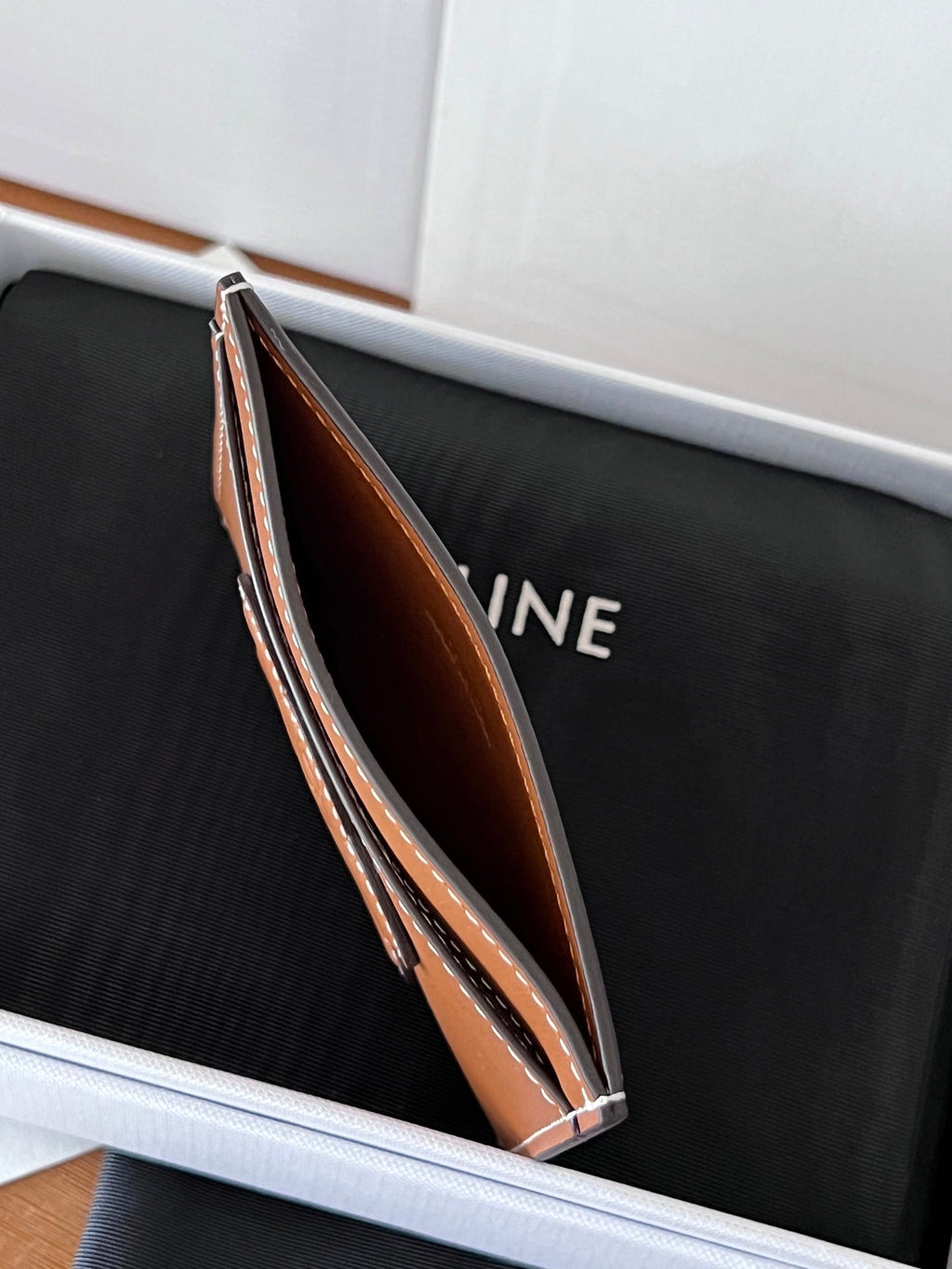 CELINE 25S CARD HOLDER CUIR TRIOMPHE 11 IN BROWN SHINY CALFSKIN
