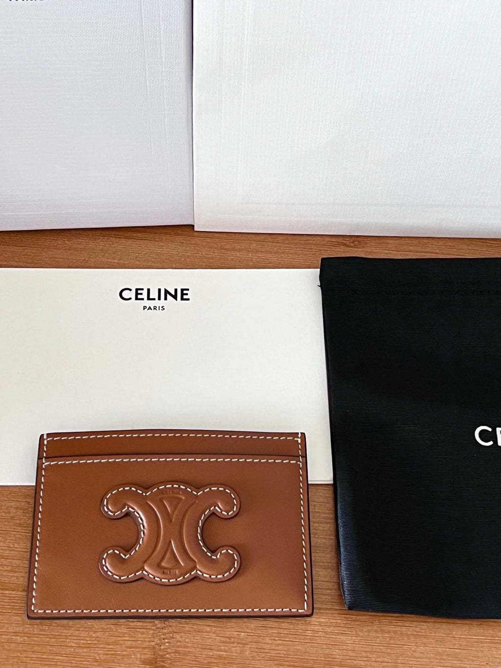CELINE 25S CARD HOLDER CUIR TRIOMPHE 11 IN BROWN SHINY CALFSKIN