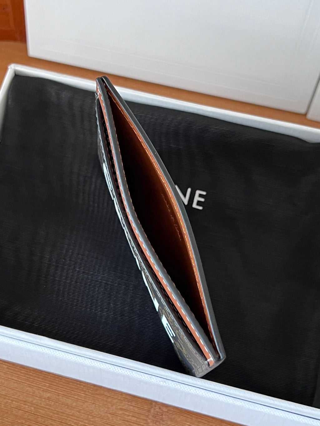 CELINE 25S CARD HOLDER 10 IN BROWN TRIOMPHE CANVAS WITH CELINE PRINT