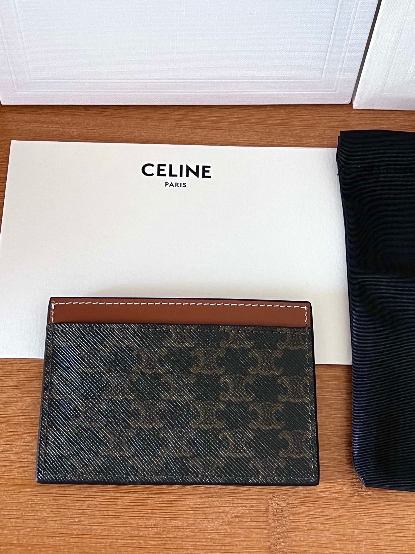 CELINE 25S CARD HOLDER 10 IN BROWN TRIOMPHE CANVAS WITH CELINE PRINT