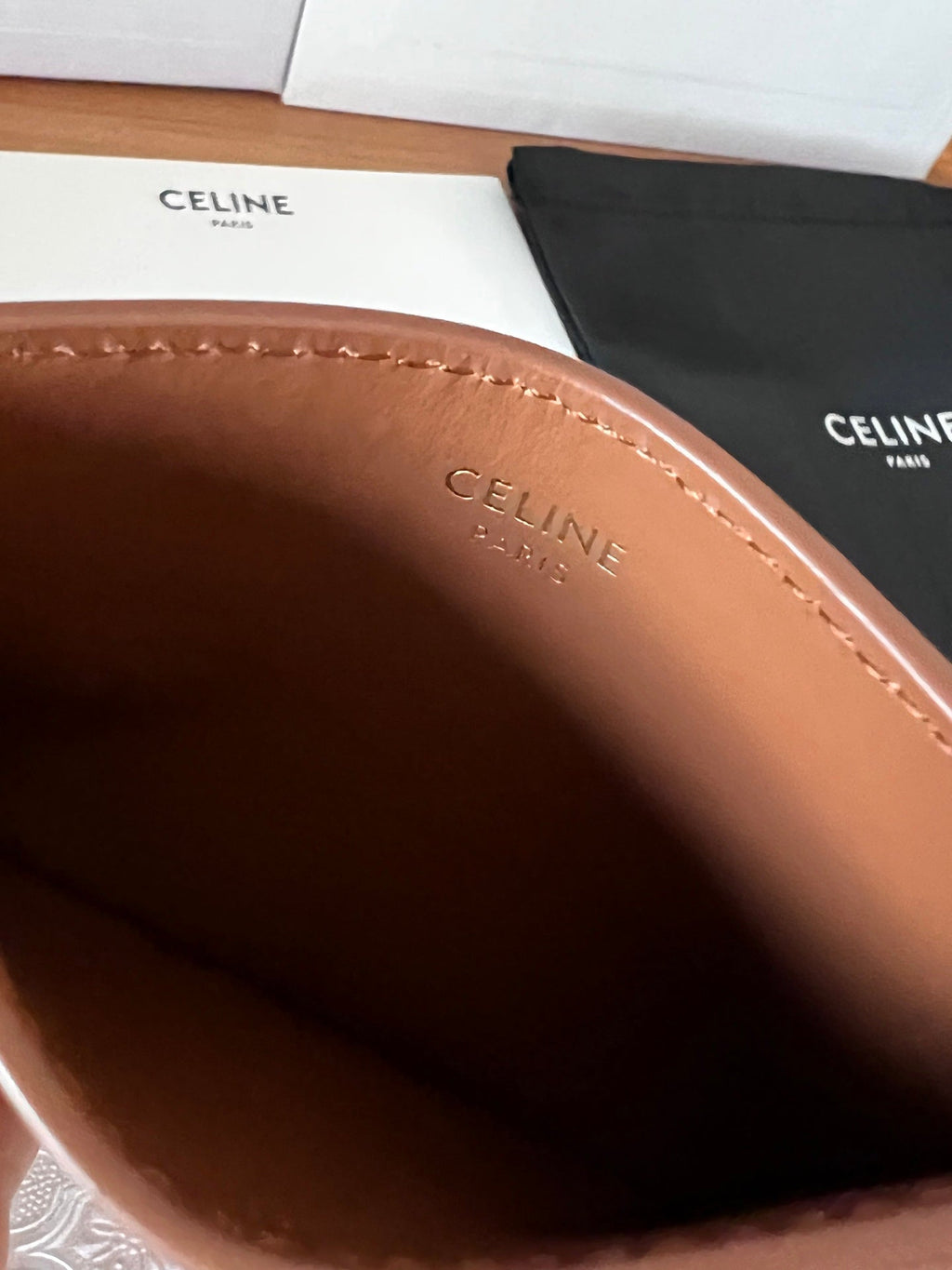 CELINE 25S CARD HOLDER WITH TRIOMPHE LOGO 11 IN DARK BROWN CALFSKIN