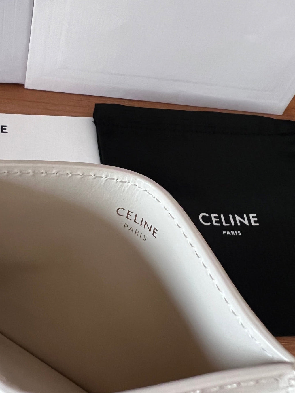 CELINE 25S CARD HOLDER WITH TRIOMPHE LOGO 11 IN IVORY CALFSKIN