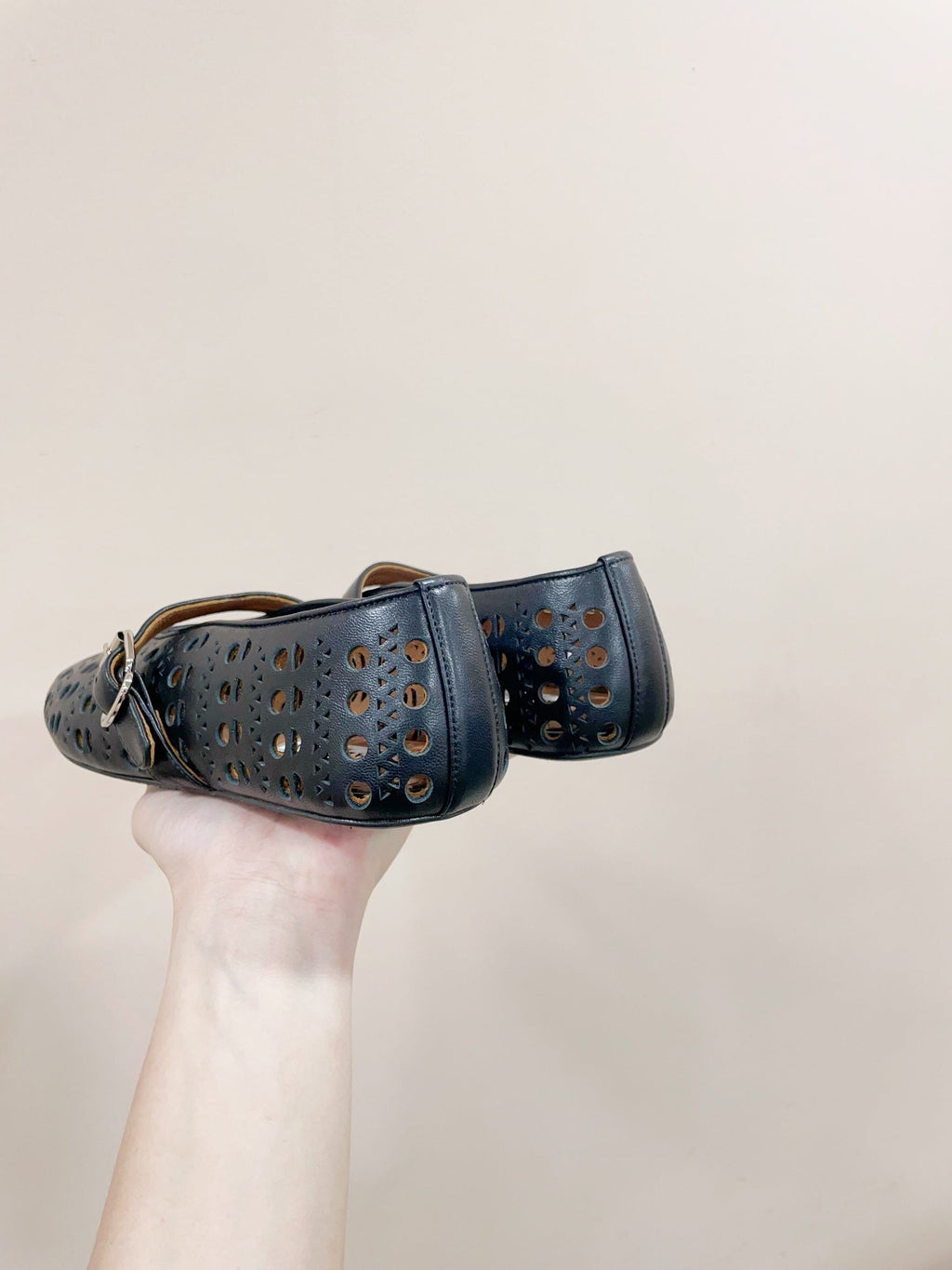 ALAIA HOLLOW BALLET FLAT IN BLACK LAMBSKIN