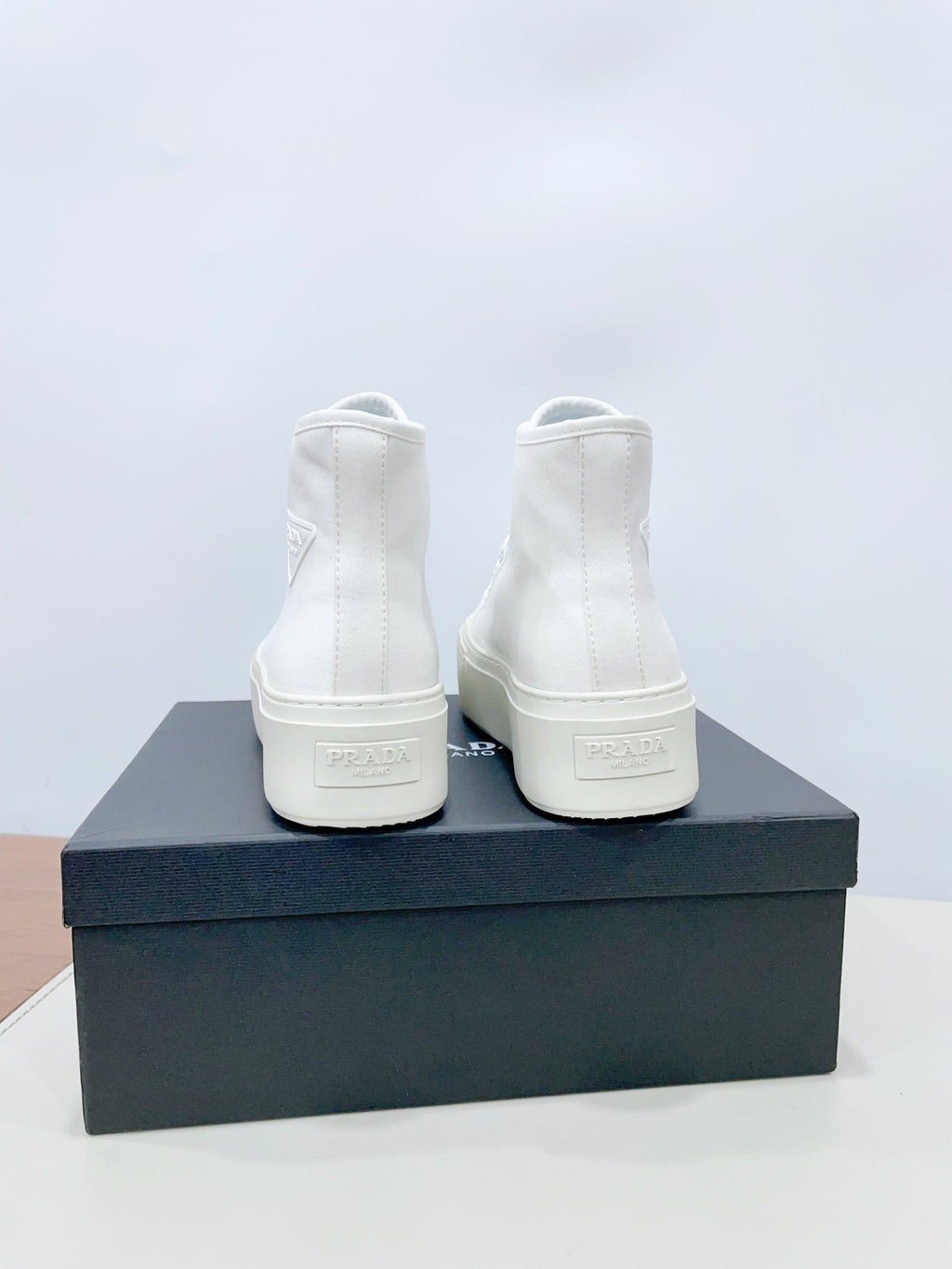 HIGH-TOP SEANKERS IN WHITE CANVAS