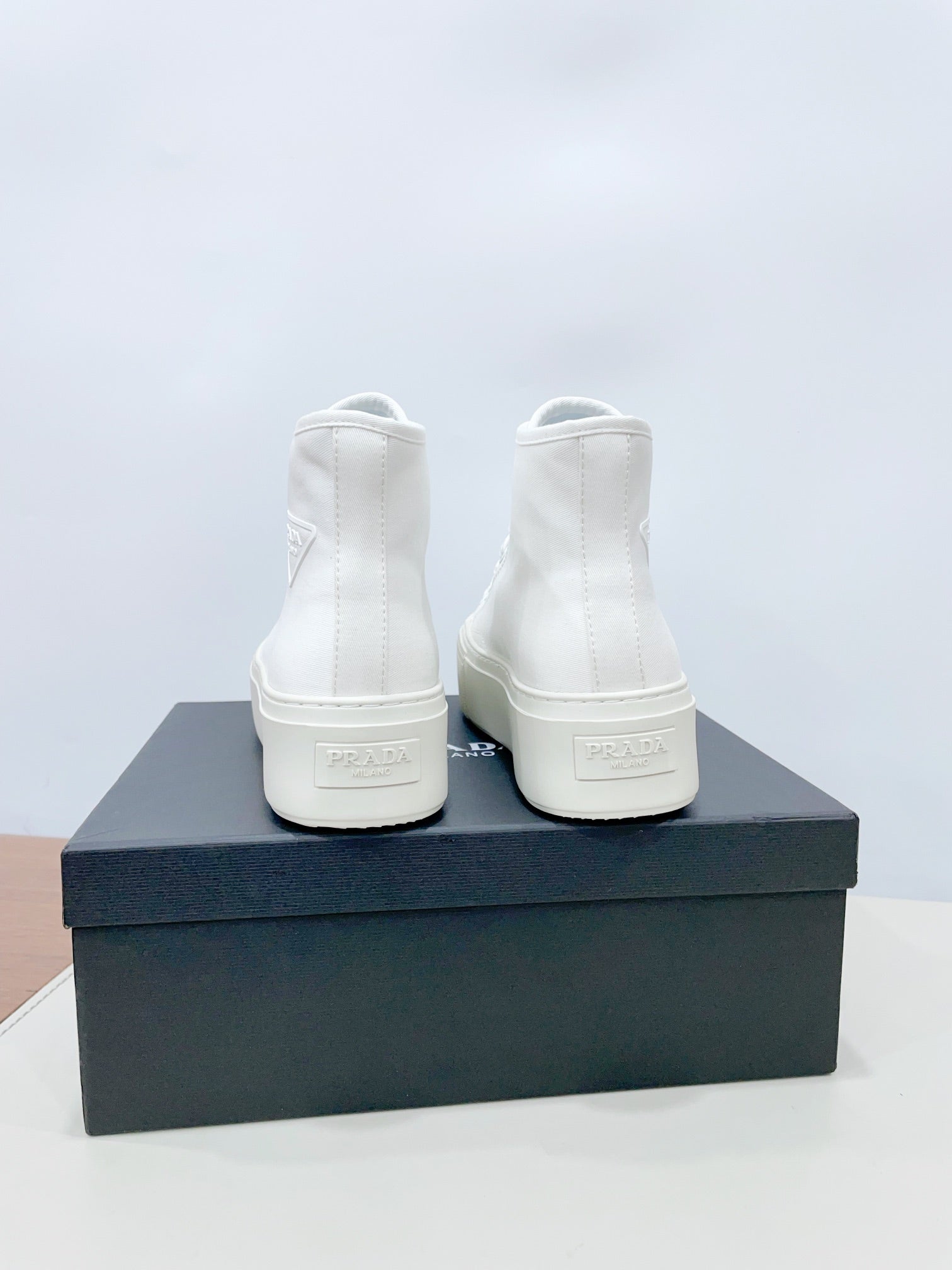 HIGH-TOP SEANKERS IN WHITE CANVAS