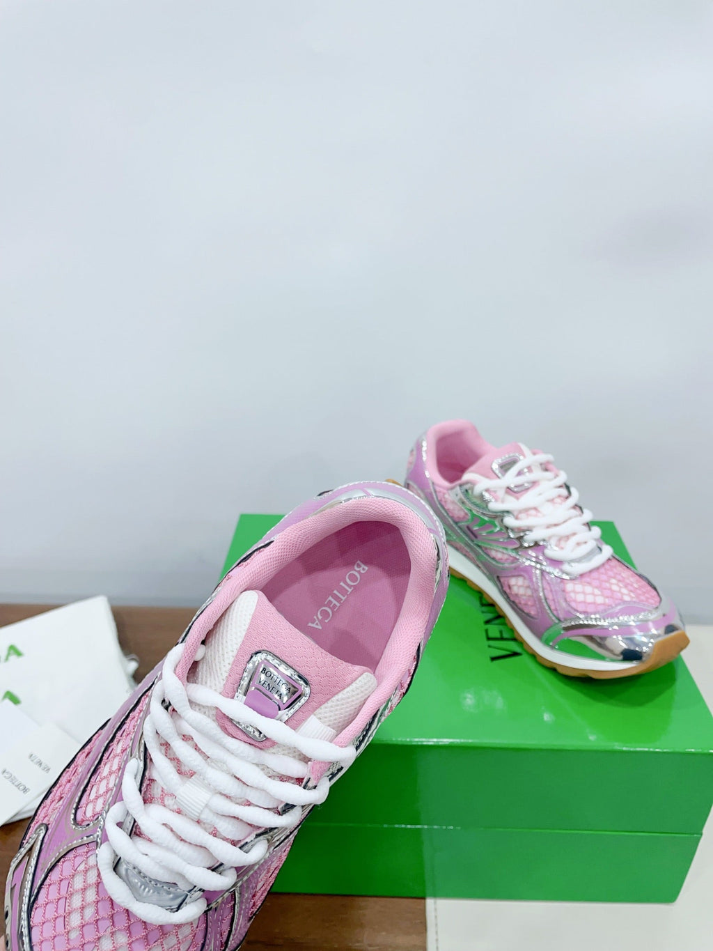 ORBIT SNEAKER IN BLUSH PINK TECHNICAL FABRIC AND METALLIC MESH