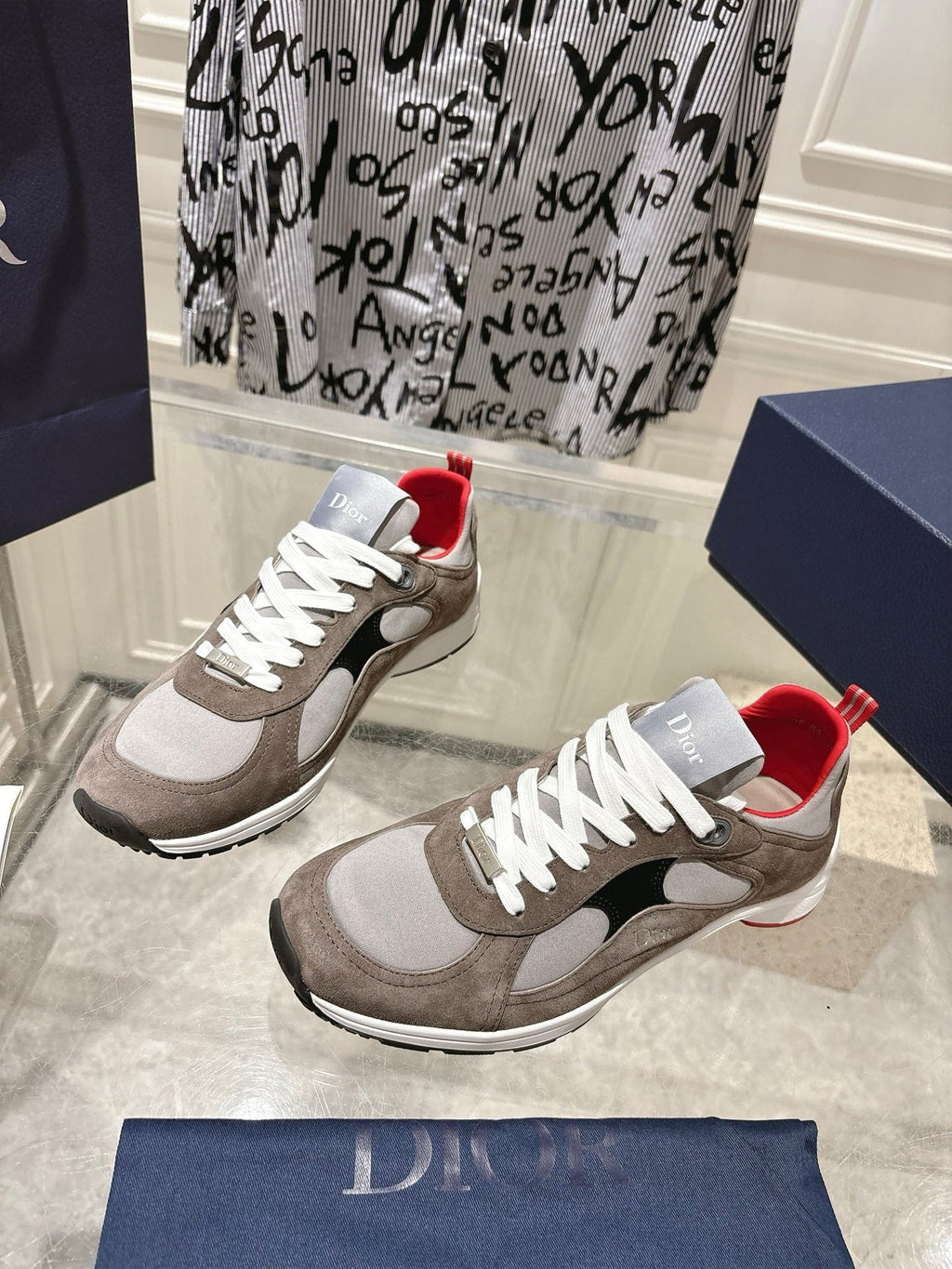 DIOR 25S MILE SERIES SNEAKERS 25MM IN BROWN SUEDE