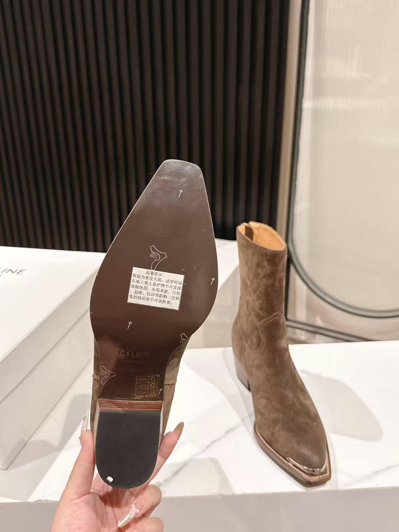 CELINE 25S CHELSEA BOOTS CLASSIC 45MM IN DARK BROWN SUEDE