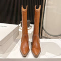 CELINE 25S HIGH BOOTS FOR FALL AND WINTER 45MM IN BURNT ORANGE CALFSKIN