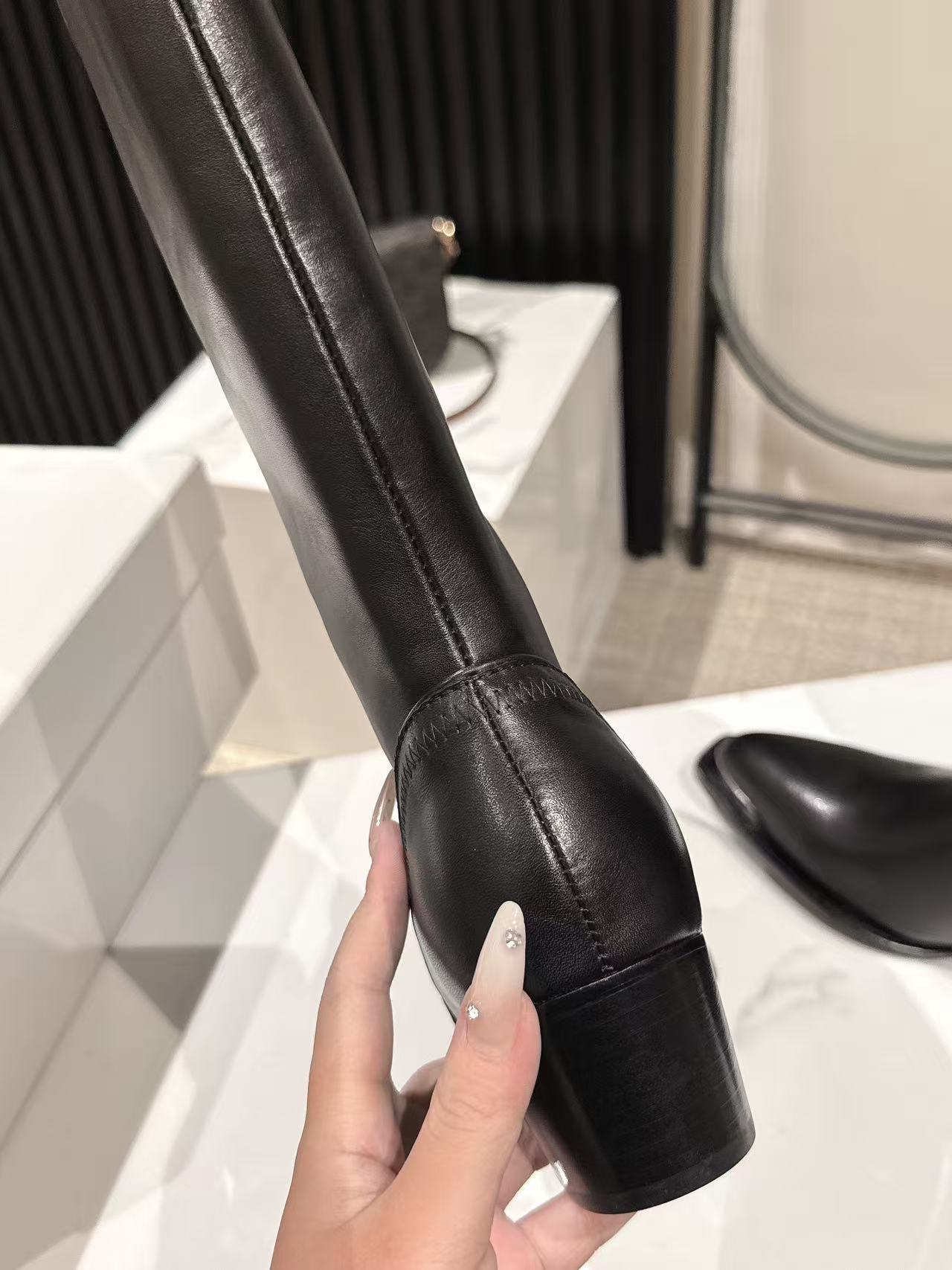 CELINE 25S HIGH BOOTS FOR FALL AND WINTER 45MM IN BLACK CALFSKIN