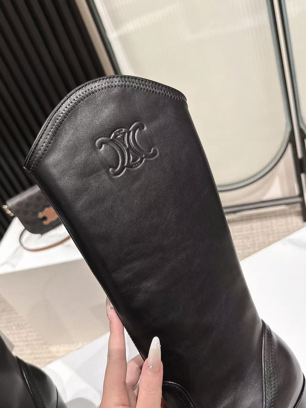 CELINE 25S HIGH BOOTS FOR FALL AND WINTER 45MM IN BLACK CALFSKIN