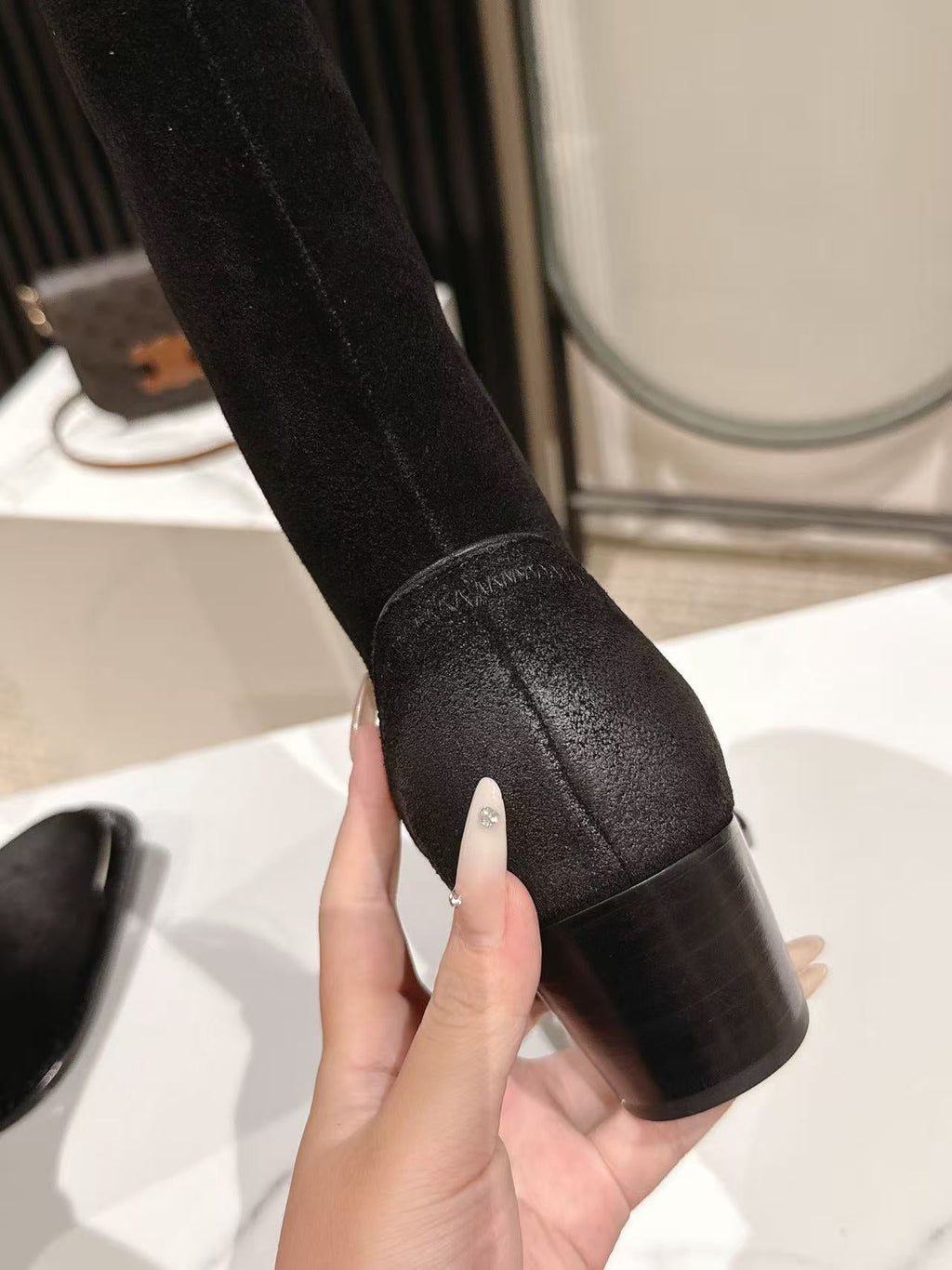 CELINE 25S HIGH BOOTS FOR FALL AND WINTER 45MM IN BLACK SUEDE