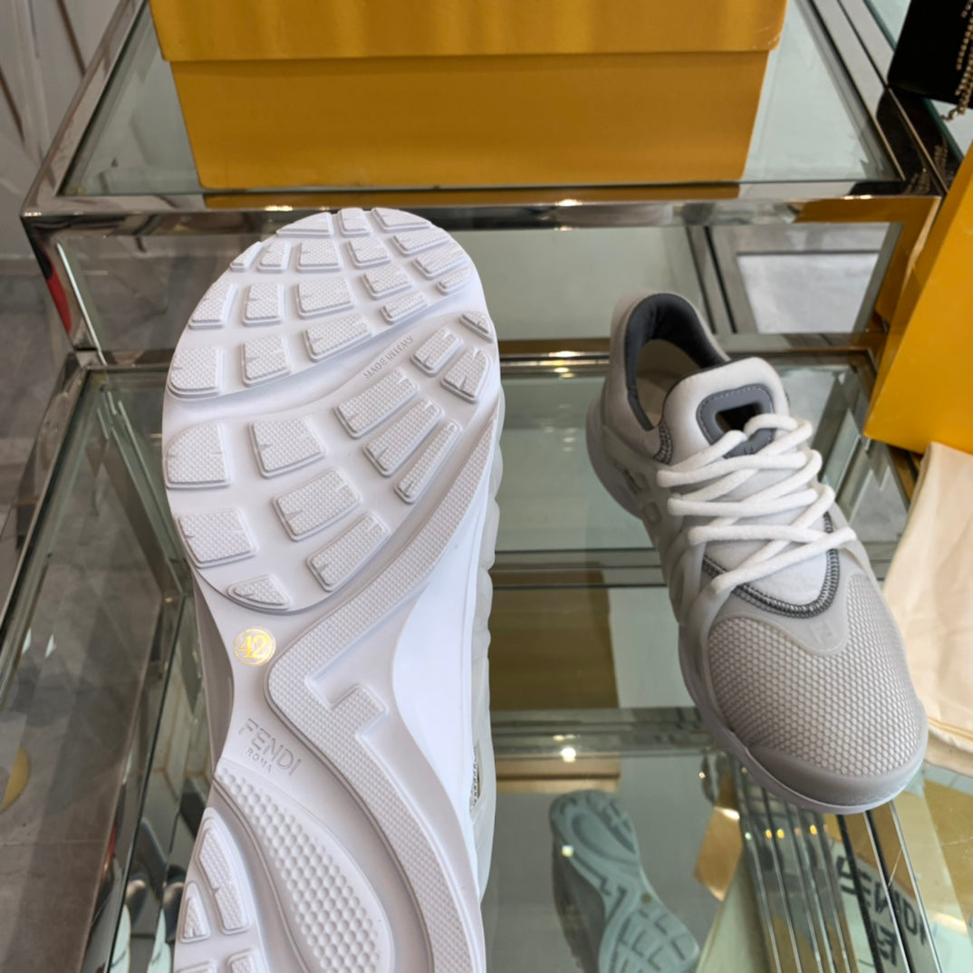FENDI TAG SNEAKER IN LIGHT GREY MESH AND RUBBER