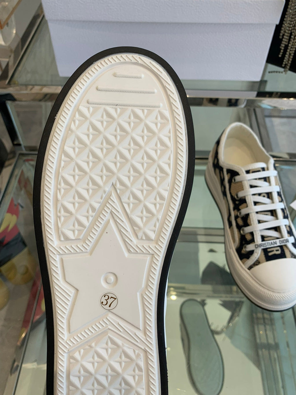 WALK'N PLATFORM SNEAKER IN CAMEL BEIGE MIX BLACK EMBROIDERED FABRIC