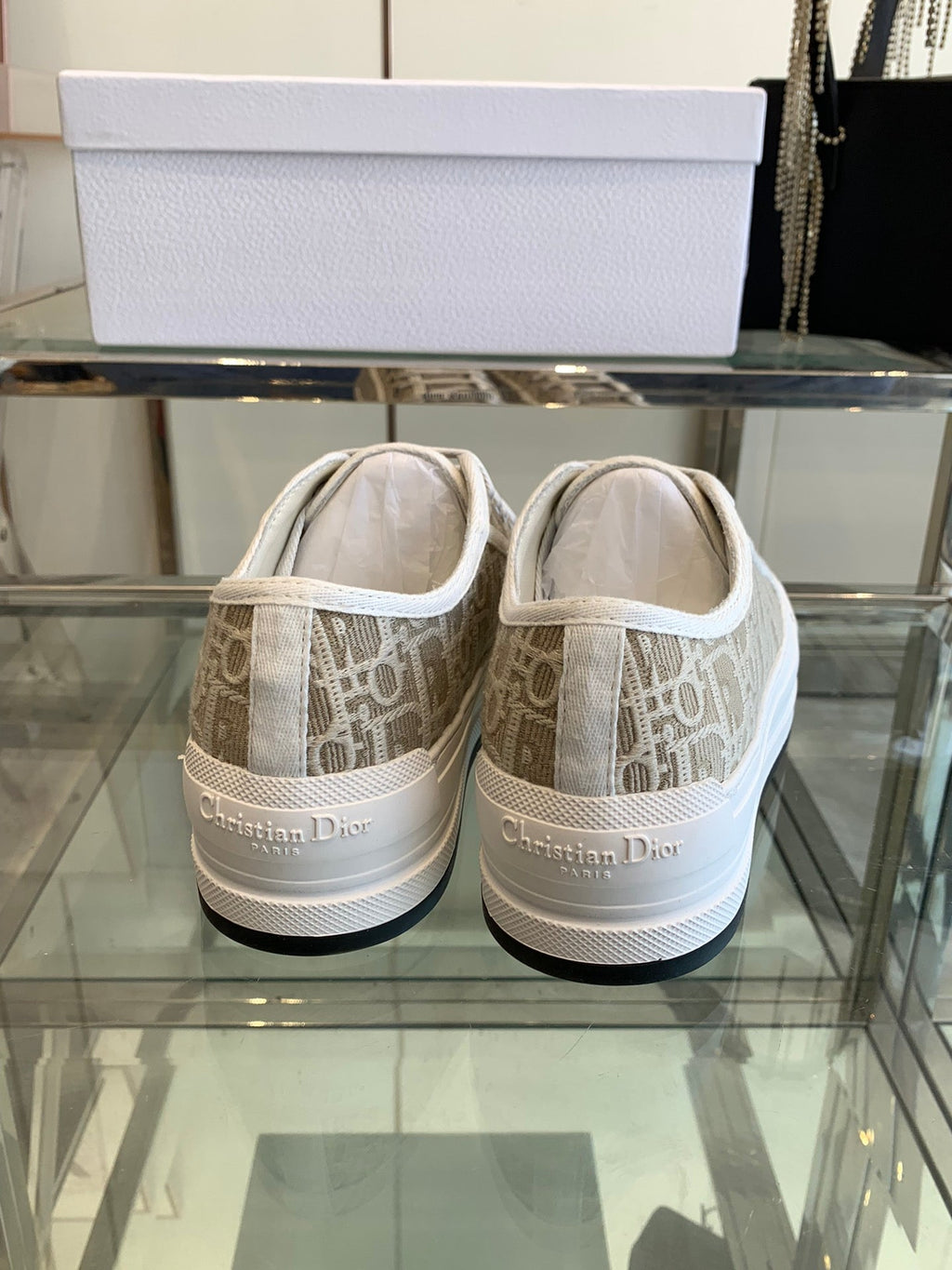 WALK'N PLATFORM SNEAKER CAMEL BEIGE OBLIQUE EMBROIDERED COTTON