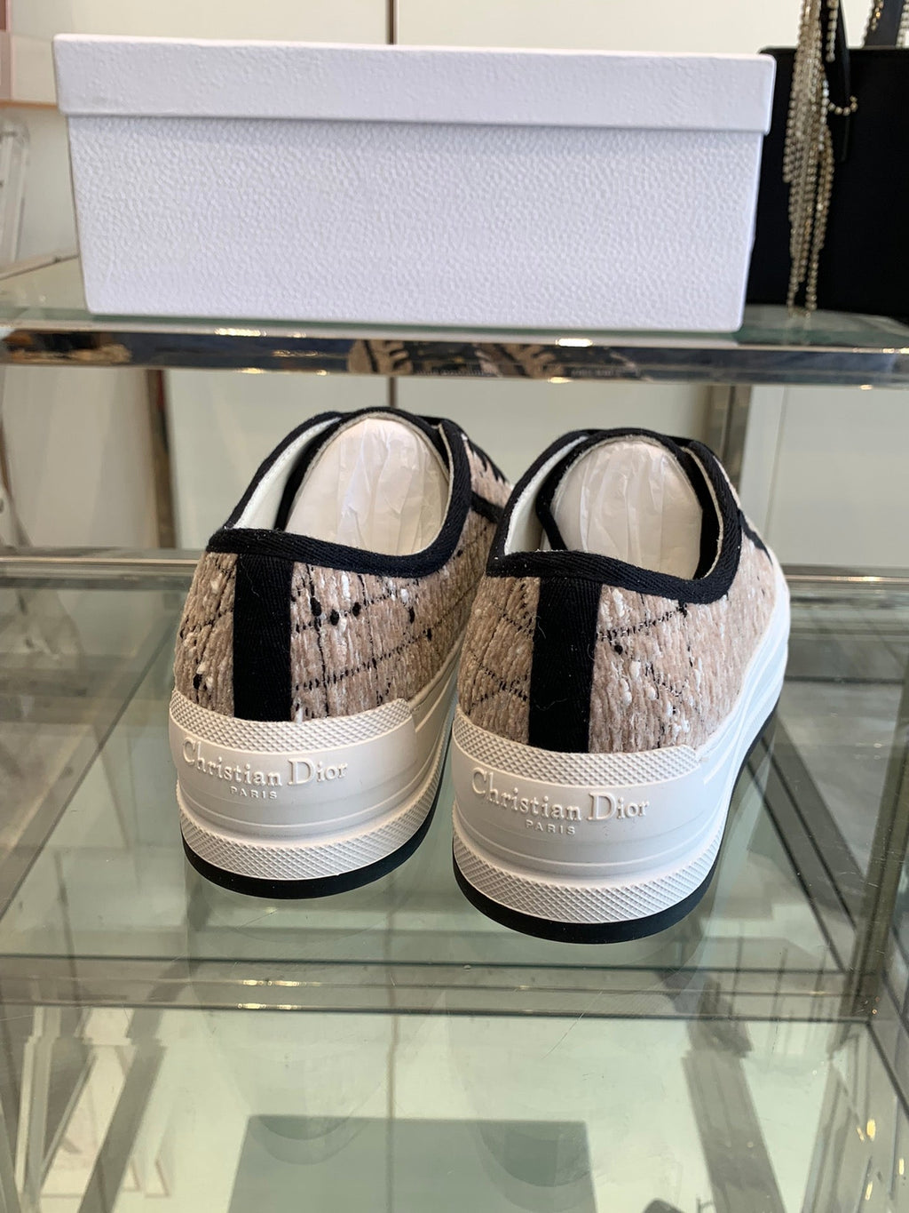 WALK'N PLATFORM SNEAKER BEIGE AND BLACK CANNAGE TWEED