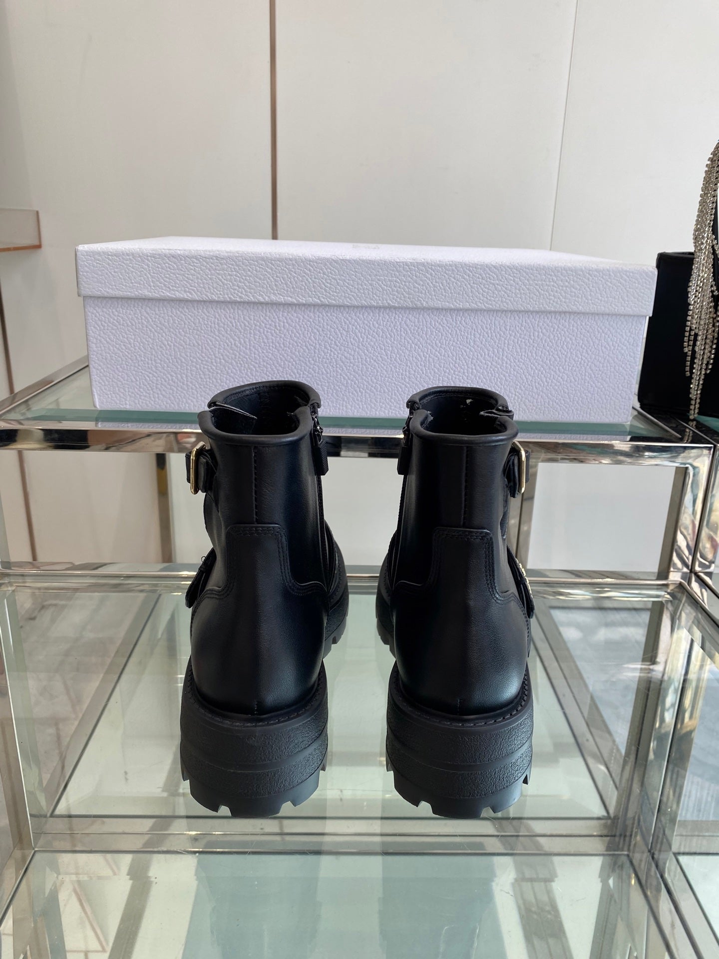 DIOR 25S D-QUEST ANKLE BOOT 35MM IN BLACK CALFSKIN