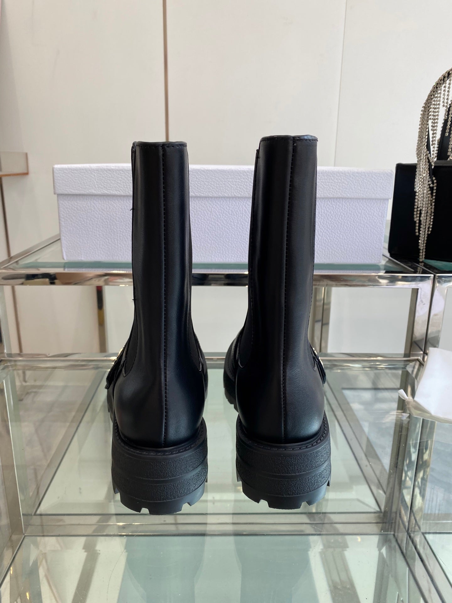 DIOR 25S D-QUEST ANKLE BOOT 35MM IN BLACK CALFSKIN GOLD HARDWARE