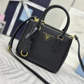 PRADA 25S GALLERIA MEDIUM BAG 20 IN BLACK CALFSKIN GOLD HARDWRE