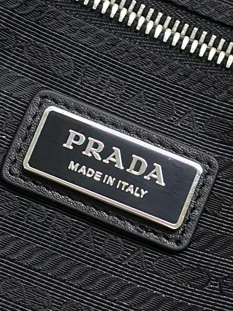 PRADA 25S SHOULDER STRAP BAG 26 IN BLACK CALFSKIN SILVER HARDWARE