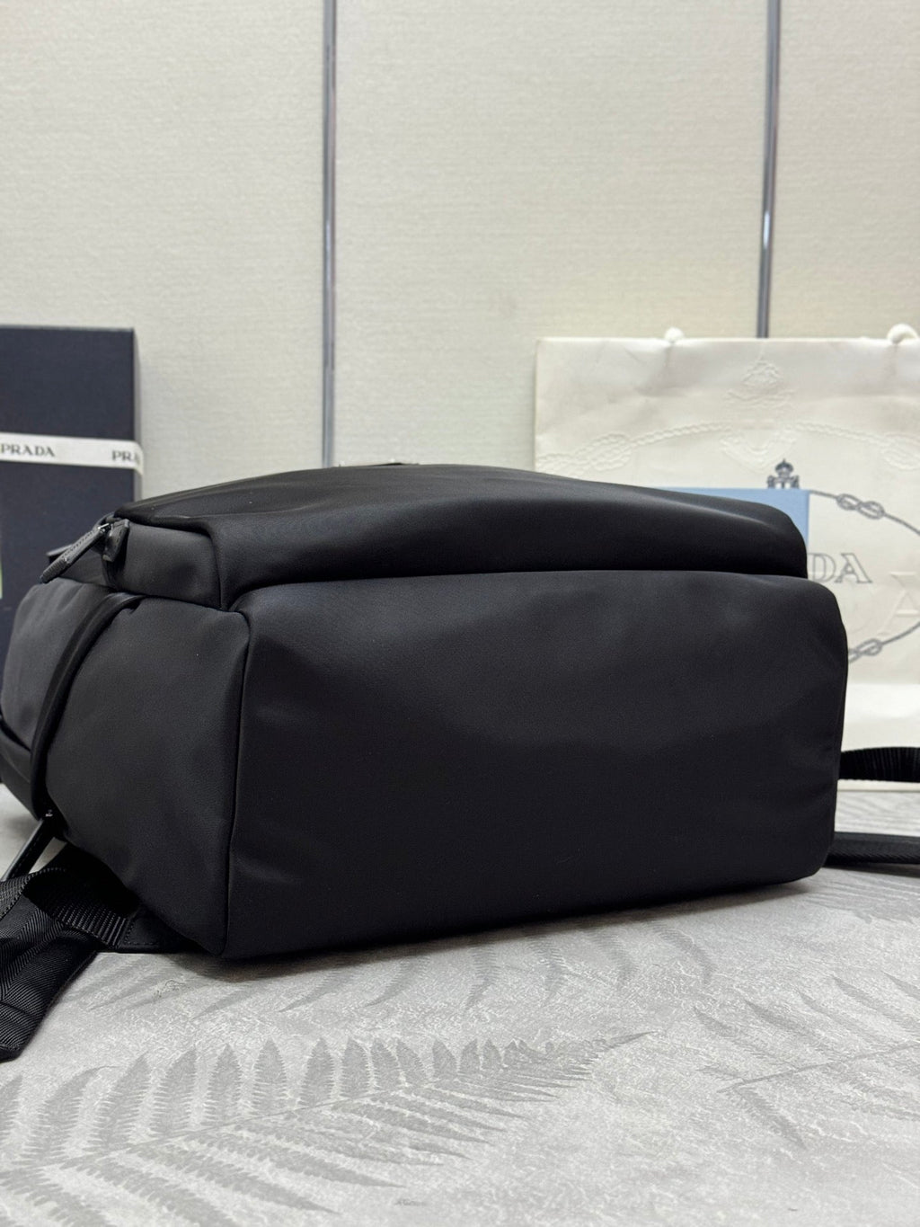 PRADA 25S BACKPACK 39 IN BLACK RE-NYLON AND SAFFIANO CALFSKIN