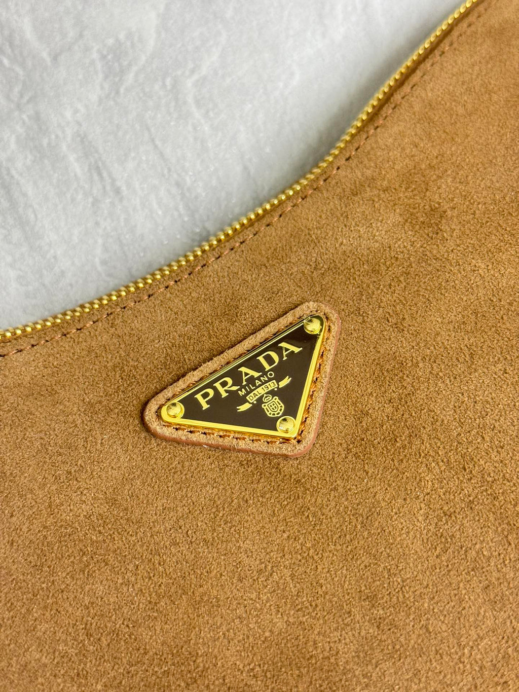 PRADA 25S AIMEE MEDIUM SHOULDER BAG 31 IN BROWN SUEDE