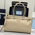 PRADA 25S BONNIE LARGE HANDBAG 38 IN BEIGE CALFSKIN GOLD HARDWARE