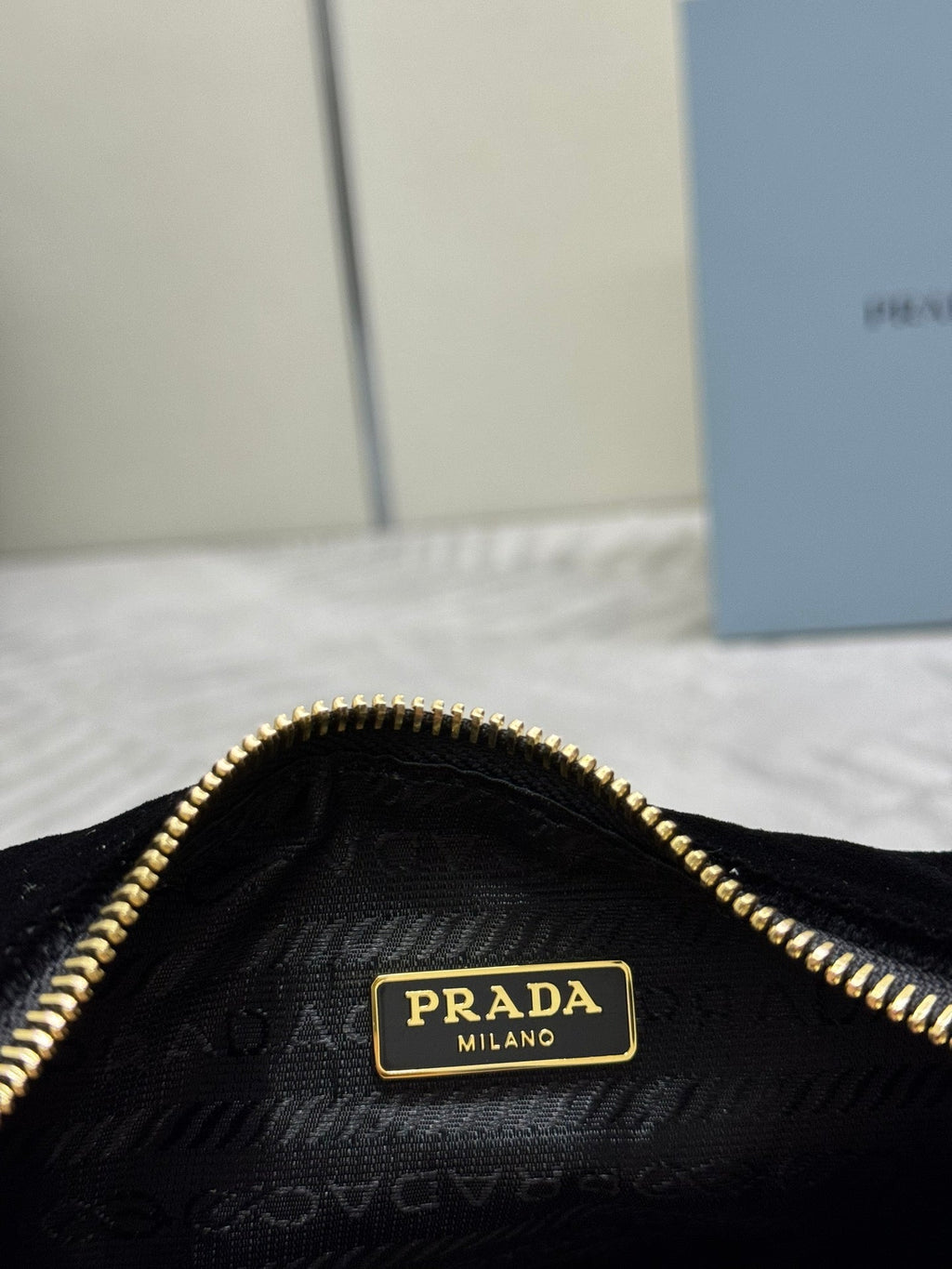 PRADA 25S MINI HOBO BAG 23 IN BLACK VELVET GOLD HARDWRE