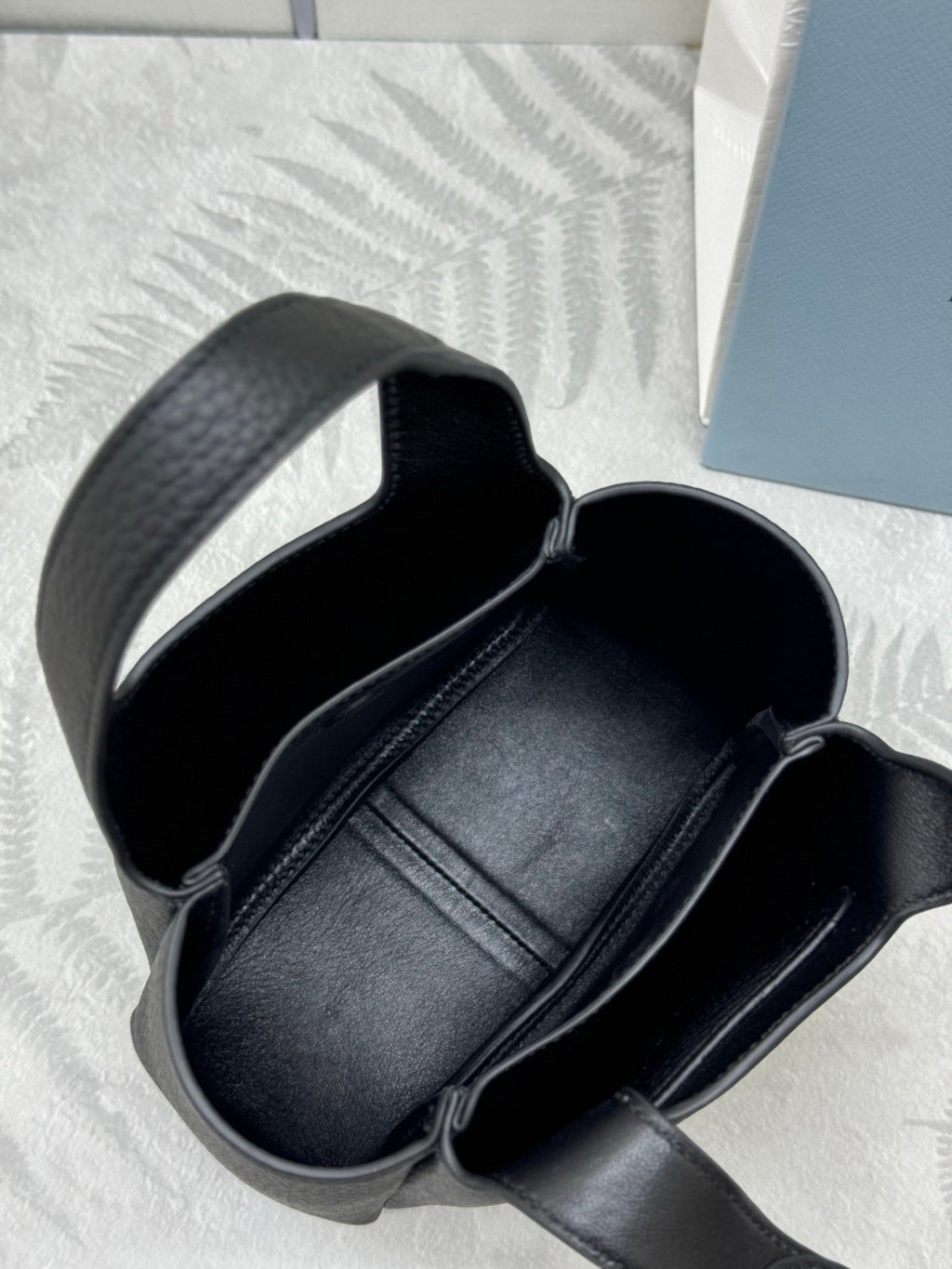 PRADA 25S TOTE MINI BAG 18 IN BLACK CALFSKIN GOLD HARDWRE