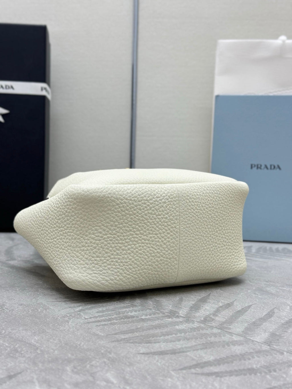 PRADA 25S TOTE MINI BAG 18 IN IVORY CALFSKIN GOLD HARDWRE