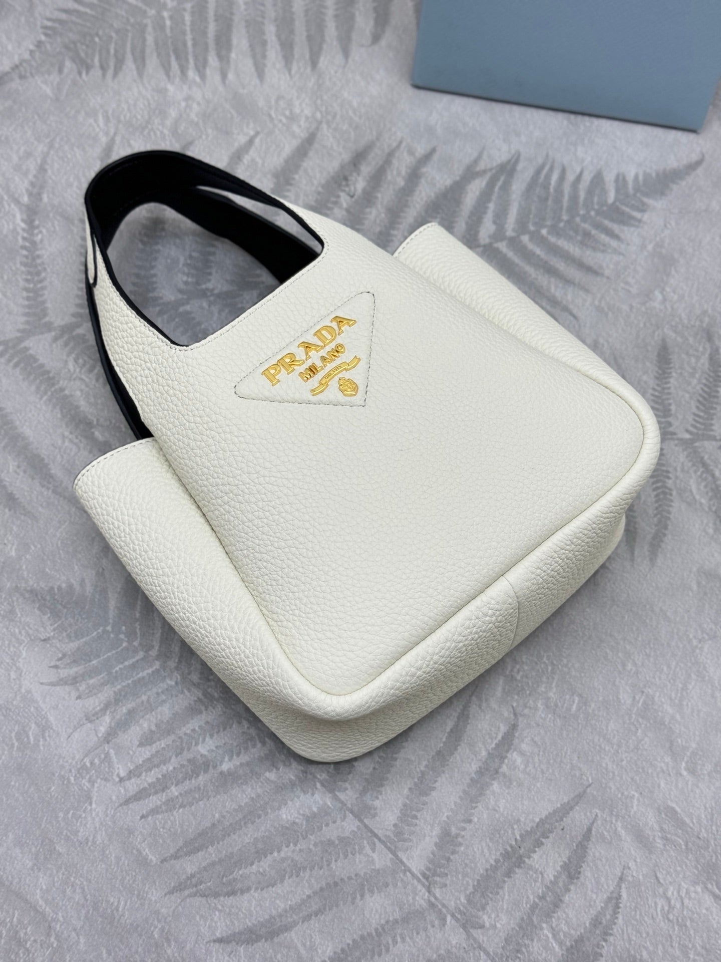 PRADA 25S TOTE MINI BAG 18 IN IVORY CALFSKIN GOLD HARDWRE