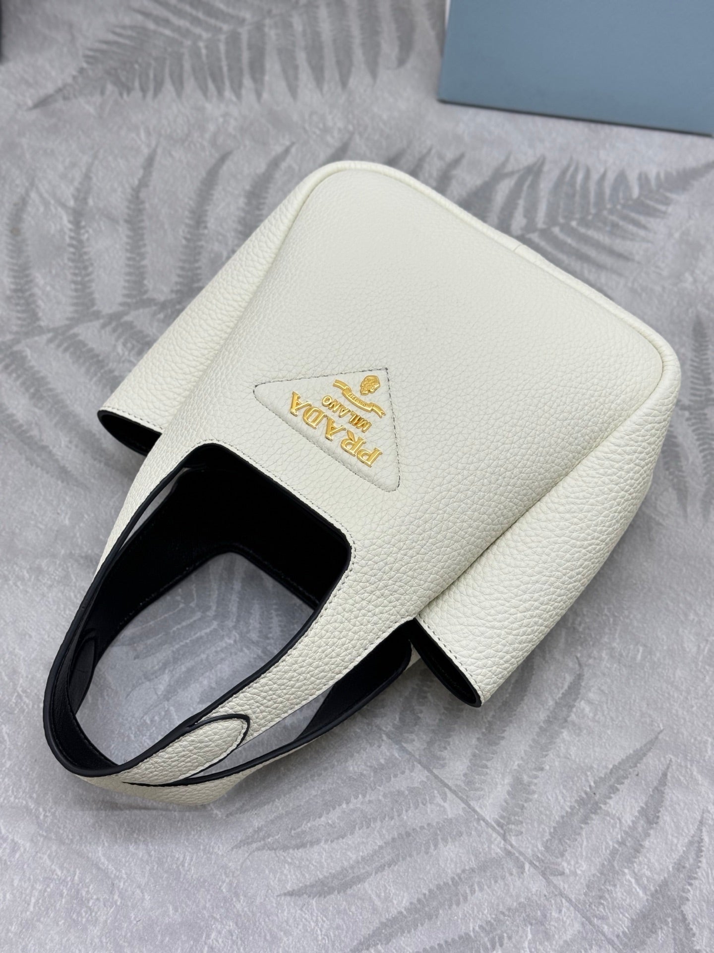 PRADA 25S TOTE MINI BAG 18 IN IVORY CALFSKIN GOLD HARDWARE