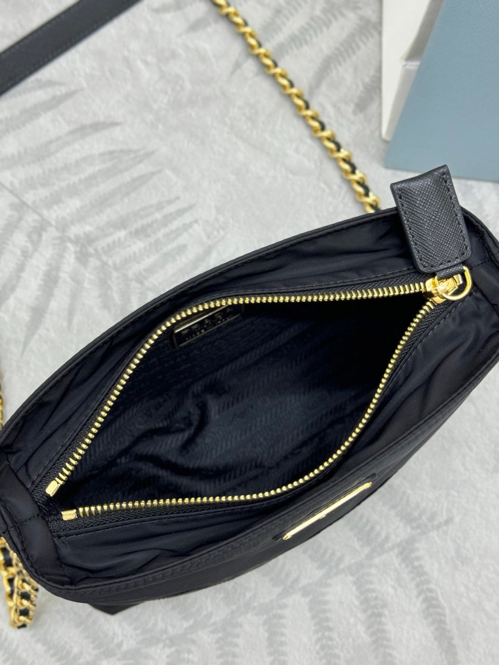 PRADA 25S CROSSBODY BAG 21 IN BLACK NYLON GOLD HARDWARE