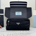 PRADA 25S MEDIUM CLUTCH BAG 26 IN BLACK NYLON SILVER HARDWRE